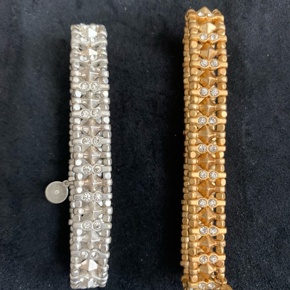 Stella & Dot Crystal Stretch Bracelet Gold & Silver